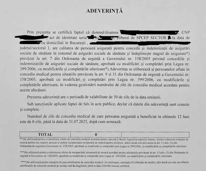 Adeverinta asigurat