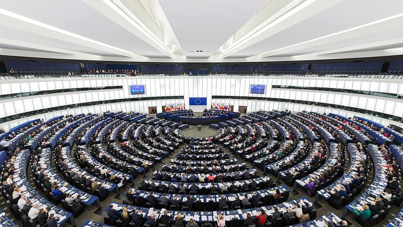 Hemiciclul Parlamentului European din Strasbourg, în sesiune plenară