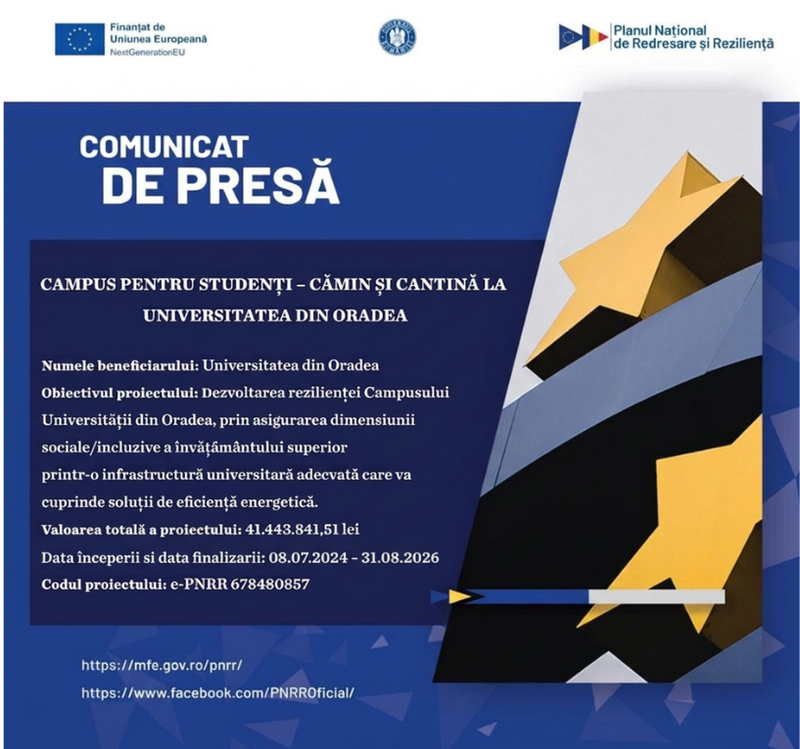 Cămin nou la Universitatea din Oradea: 153 de locuri din 1 octombrie