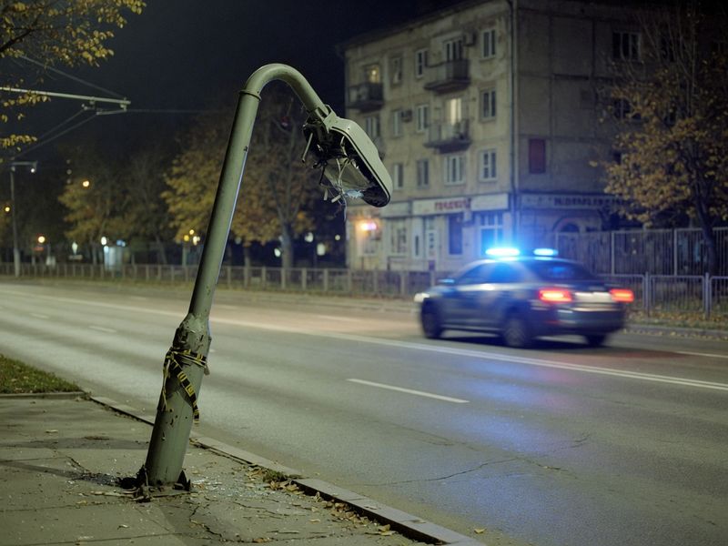 Dosar penal pentru un adolescent de 17 ani: a rupt un stâlp în Oradea fără să aibă permis