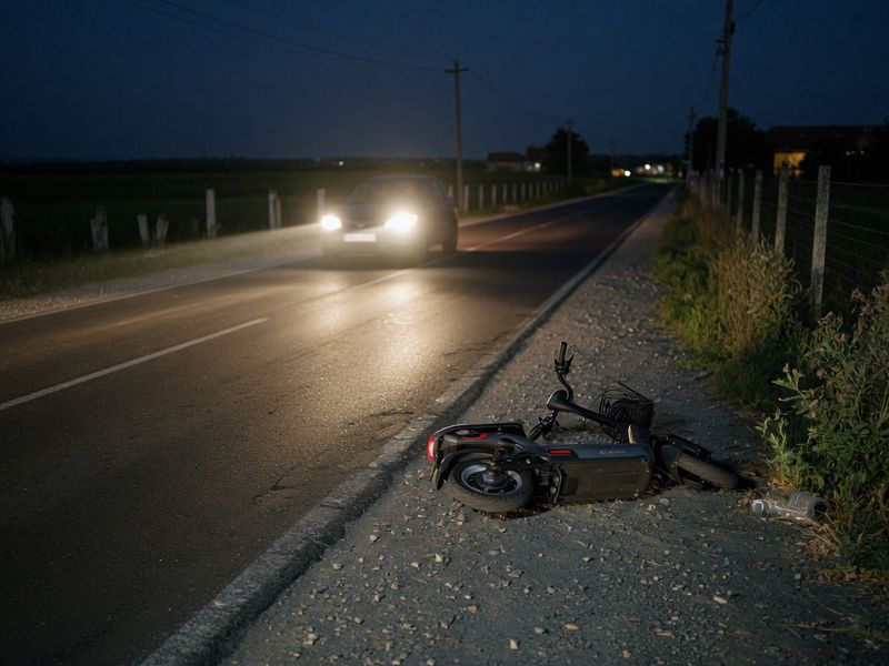 Pericol pe drumul spre Beiuș: Două fete pe o trotinetă au căzut în fața unei mașini