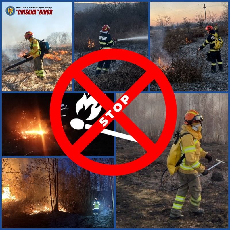 Zece incendii de vegetație uscată în Bihor, pe 18 și 19 iulie